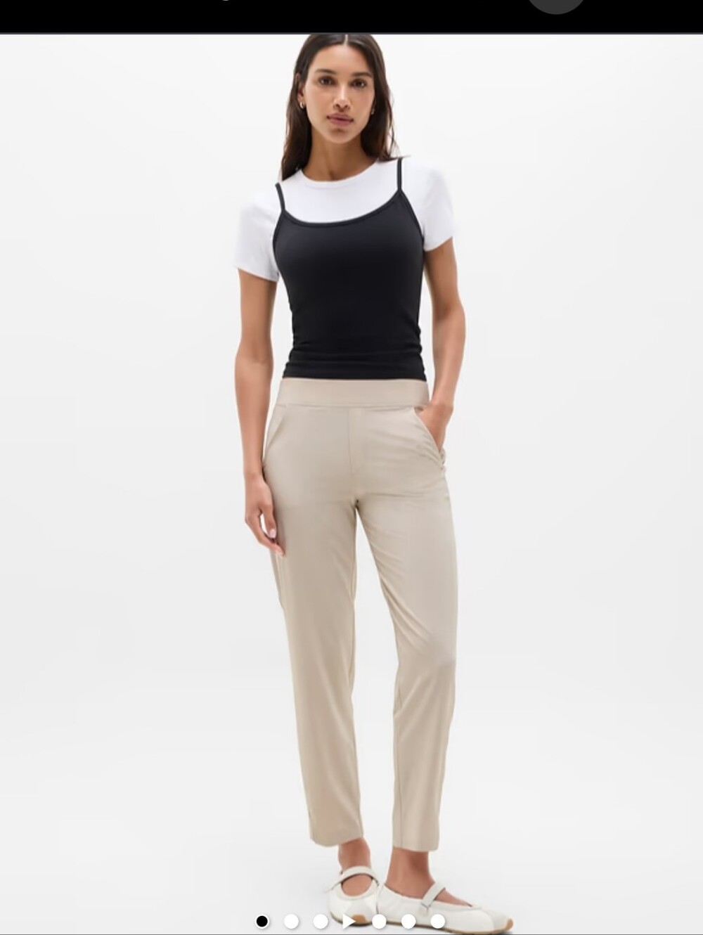 Athleta Brooklyn MidRise Size 0 Petite Light Beige Tapered Pullon Dress Pants